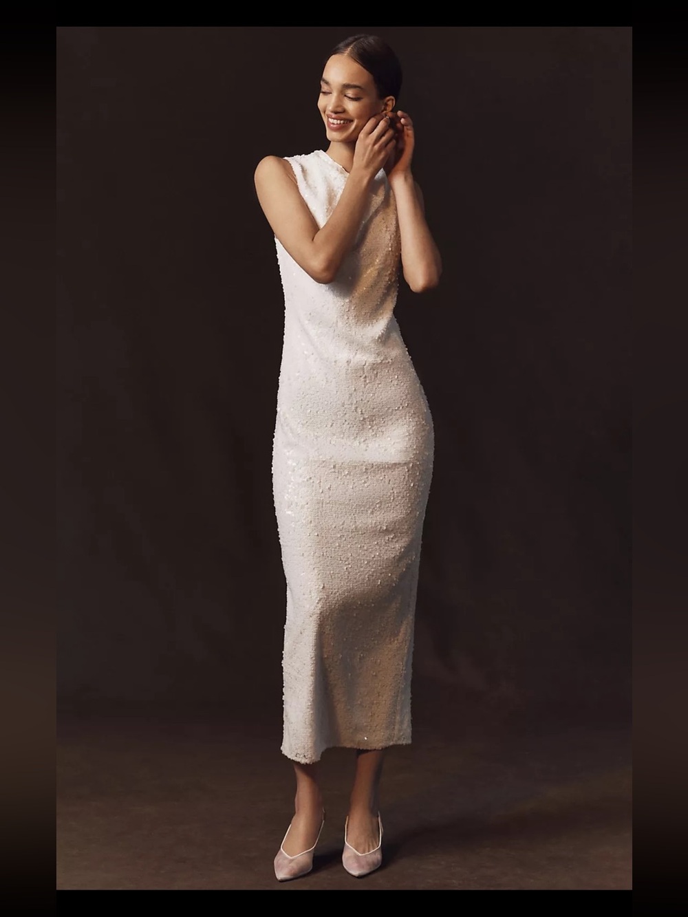 BRAND NEW! Anthropology Shona Joy Ivory Beaded Maxi Column Dress. Size 4